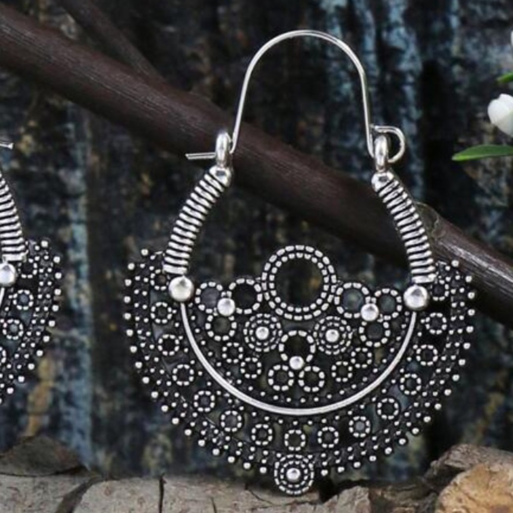 3 For 25 Vintage Style Round Silver Drop Hoop Earrings - Picture 5 of 5